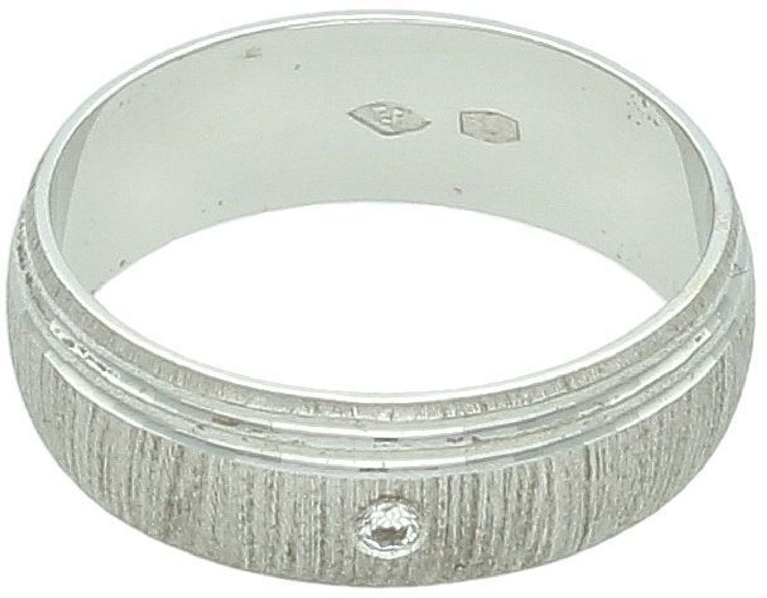 Złota obrączka damska półokrągła – Białe złoto z cyrkonią  Szerokość 6 mm  Rozmiar 14.jpg